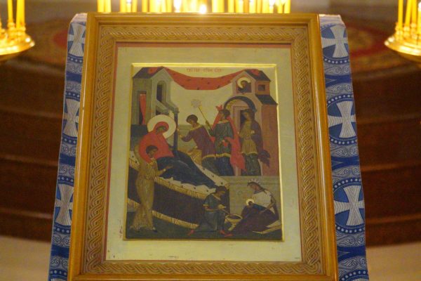Праздничная литургия в день Рождества Пресвятой Богородицы в храме преподобного Василия Исповедника у Рогожской заставы